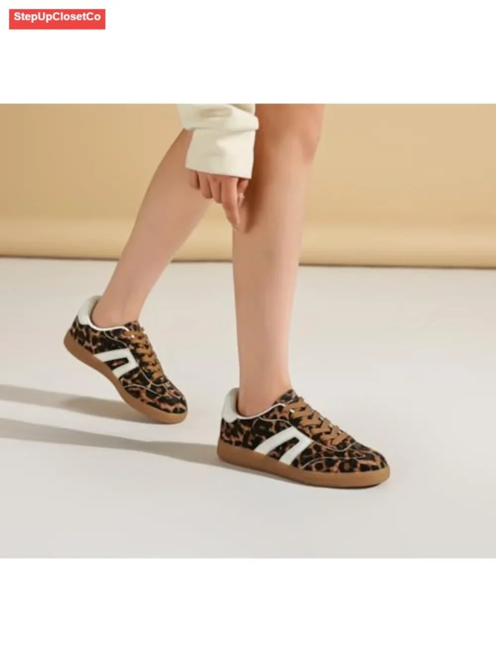 Women's Retro Gum Sole Fashion Sneakers Lace Detail Casual Walking Shoes